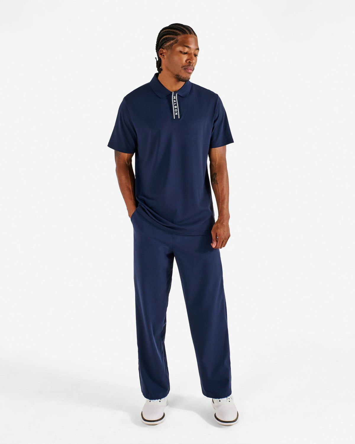 Block Placket Polo - Navy Malbon Men