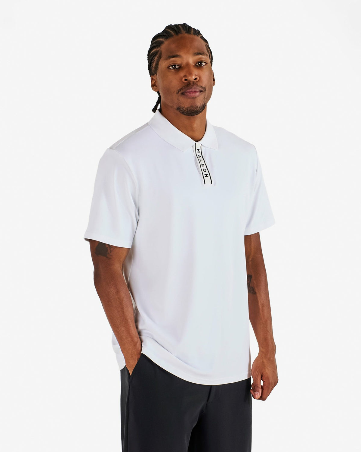 Block Placket Polo - White Malbon Men
