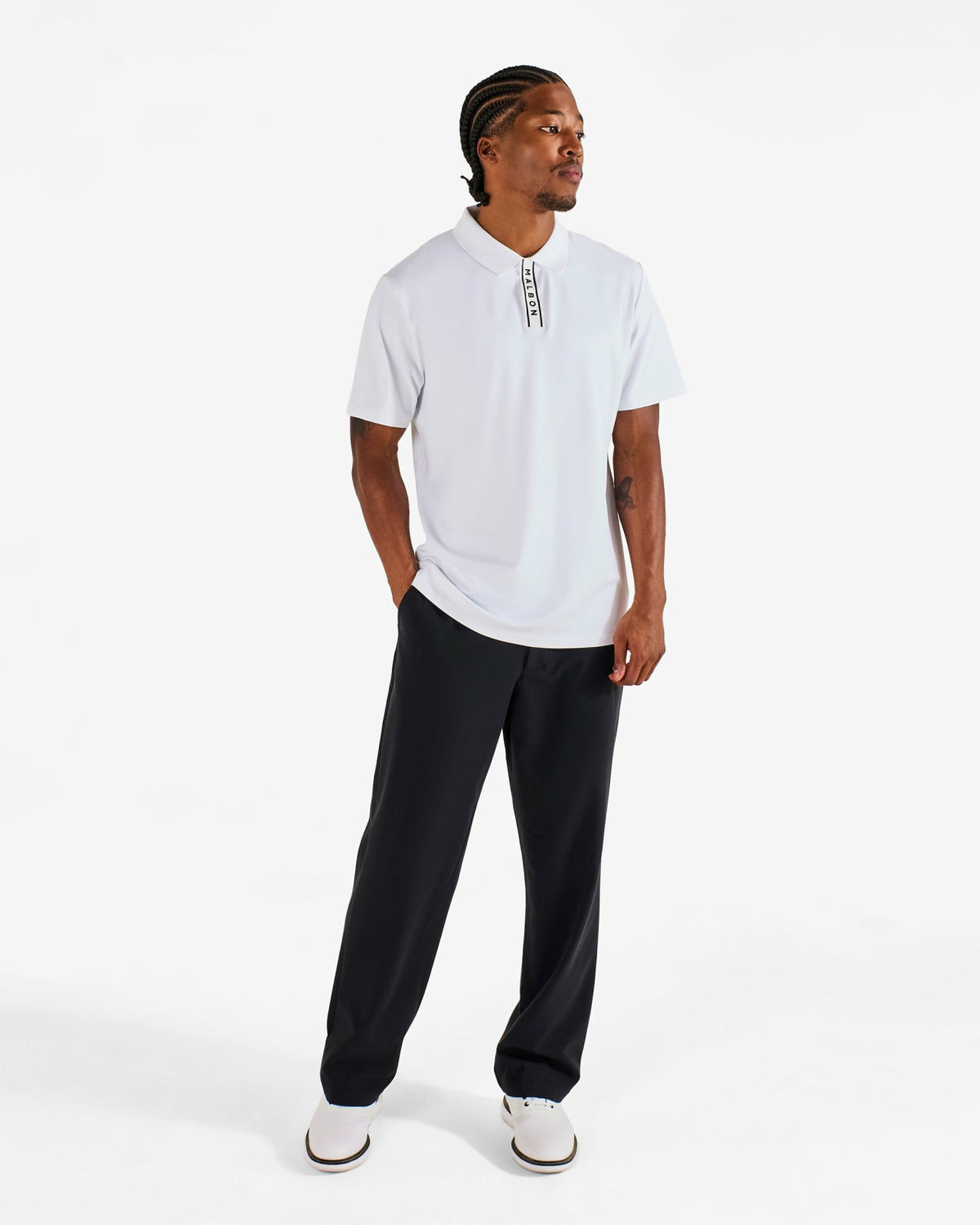 Block Placket Polo - White Malbon Men