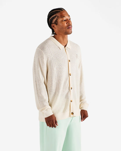 Resort Crochet Cardigan - Whisper White Malbon Men