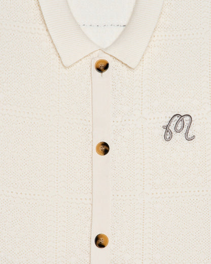 Resort Crochet Cardigan - Whisper White Malbon Men