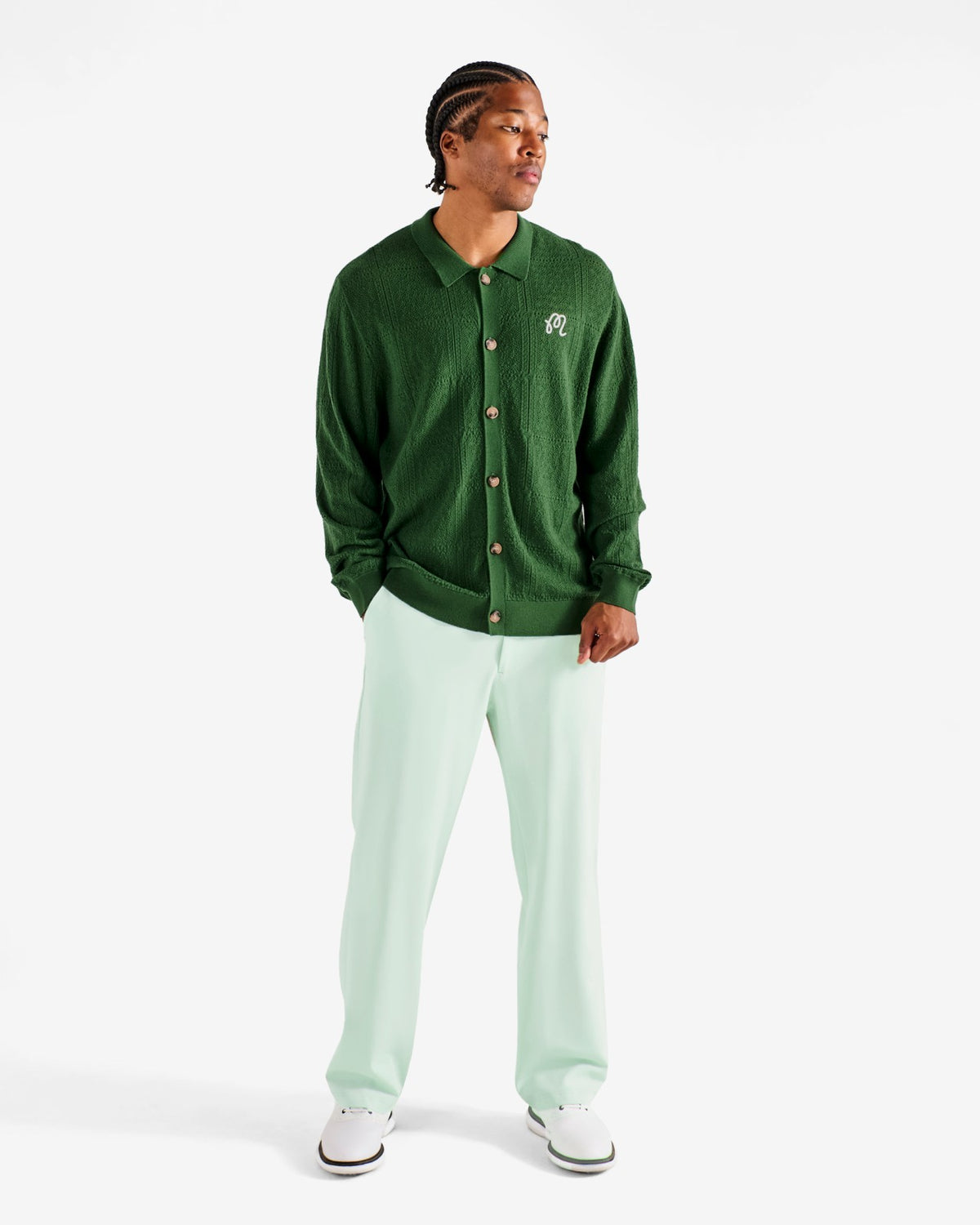 Resort Crochet Cardigan - Garden Green Malbon Men