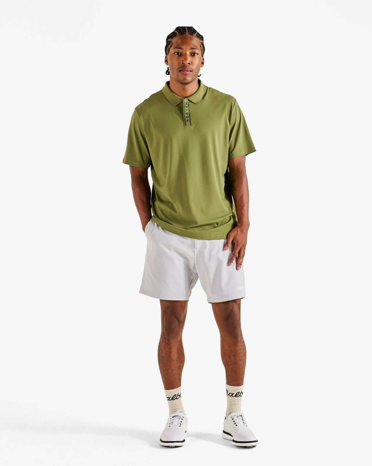 Block Placket Polo - Military Green Malbon Men