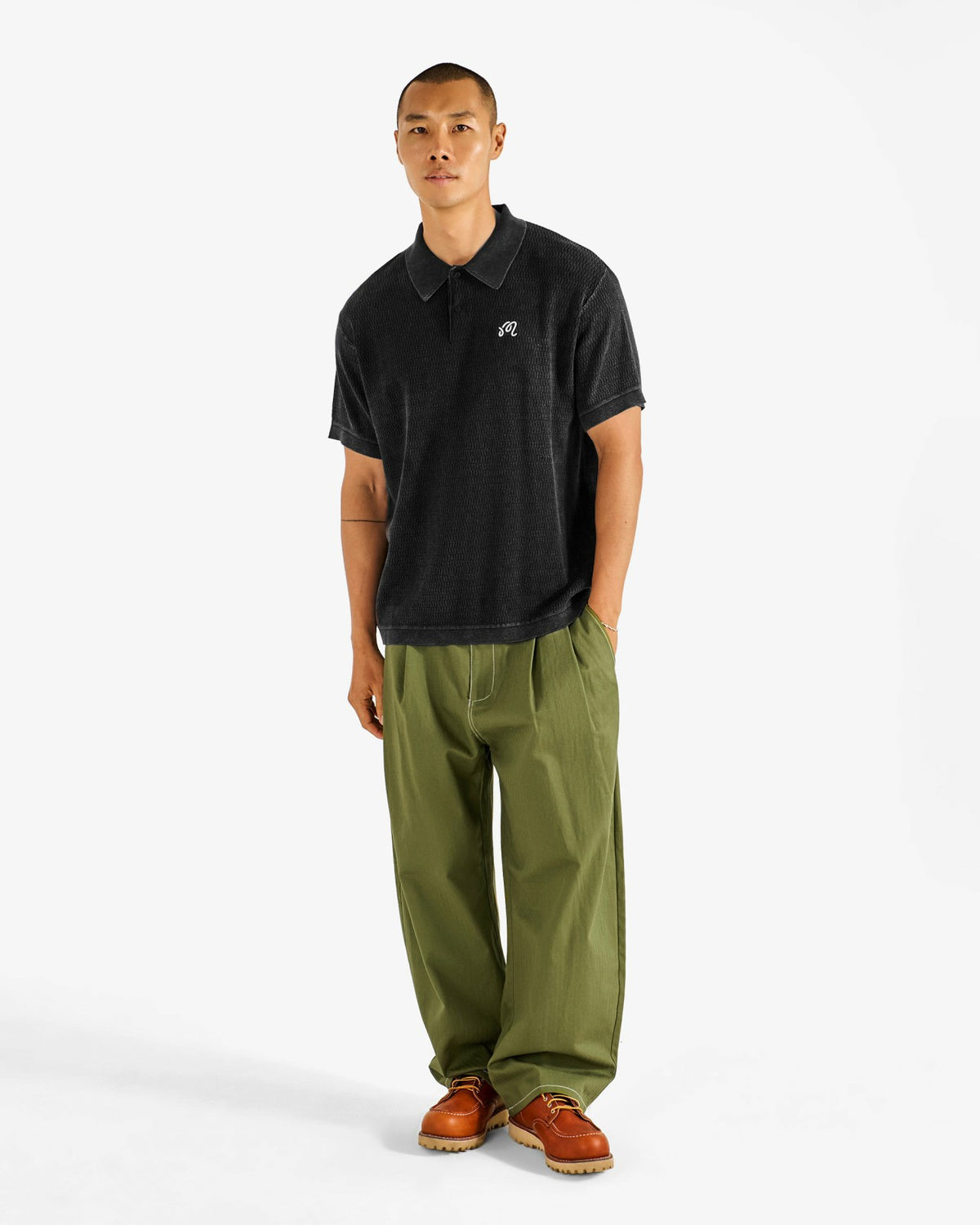 Brickwork Polo - Black Malbon Men