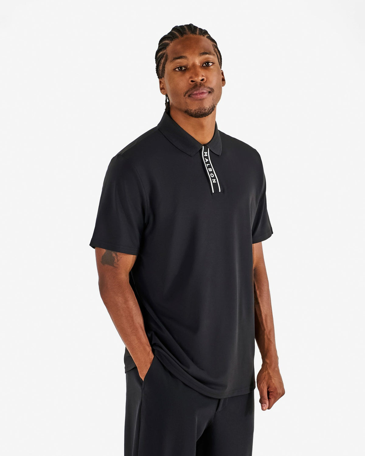 Block Placket Polo - Black Malbon Men