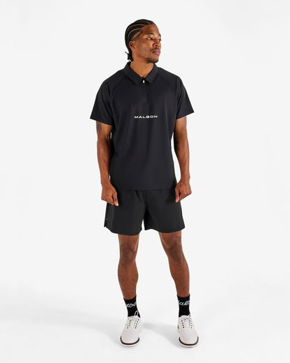 Performance Zip Raglan Polo - Black Malbon Men