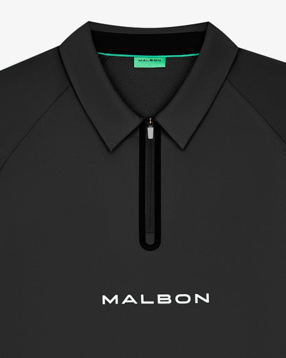 Performance Zip Raglan Polo - Black Malbon Men
