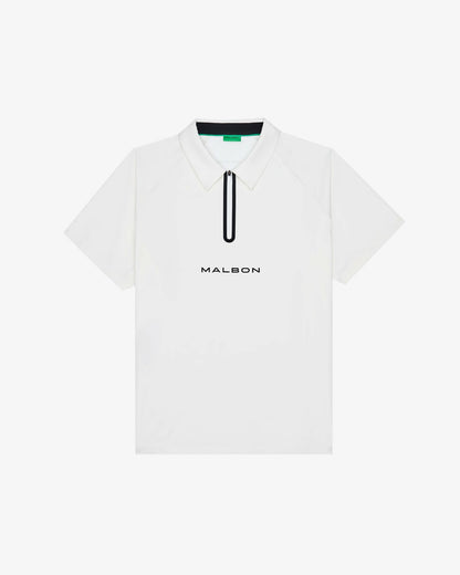 Performance Zip Raglan Polo - White Malbon Men