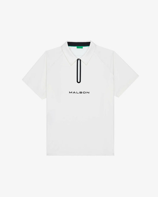 Performance Zip Raglan Polo - White Malbon Men