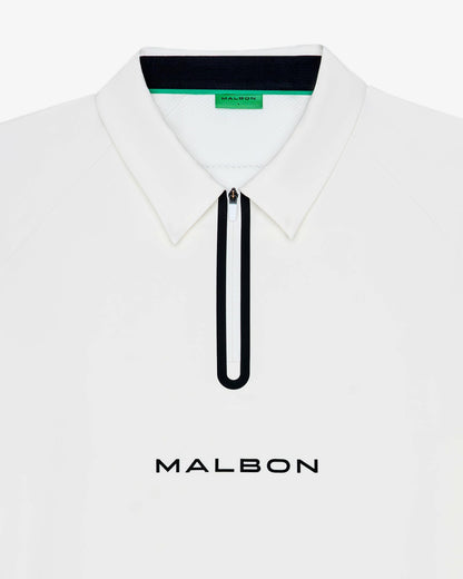 Performance Zip Raglan Polo - White Malbon Men