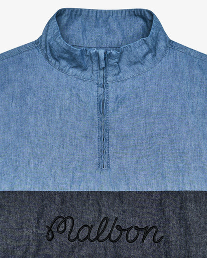 Gdc Denim Quarter Zip - Light Blue Malbon Men