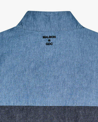 Gdc Denim Quarter Zip - Light Blue Malbon Men