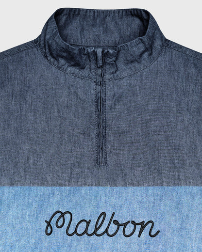 Gdc Denim Quarter Zip - Navy Malbon Men