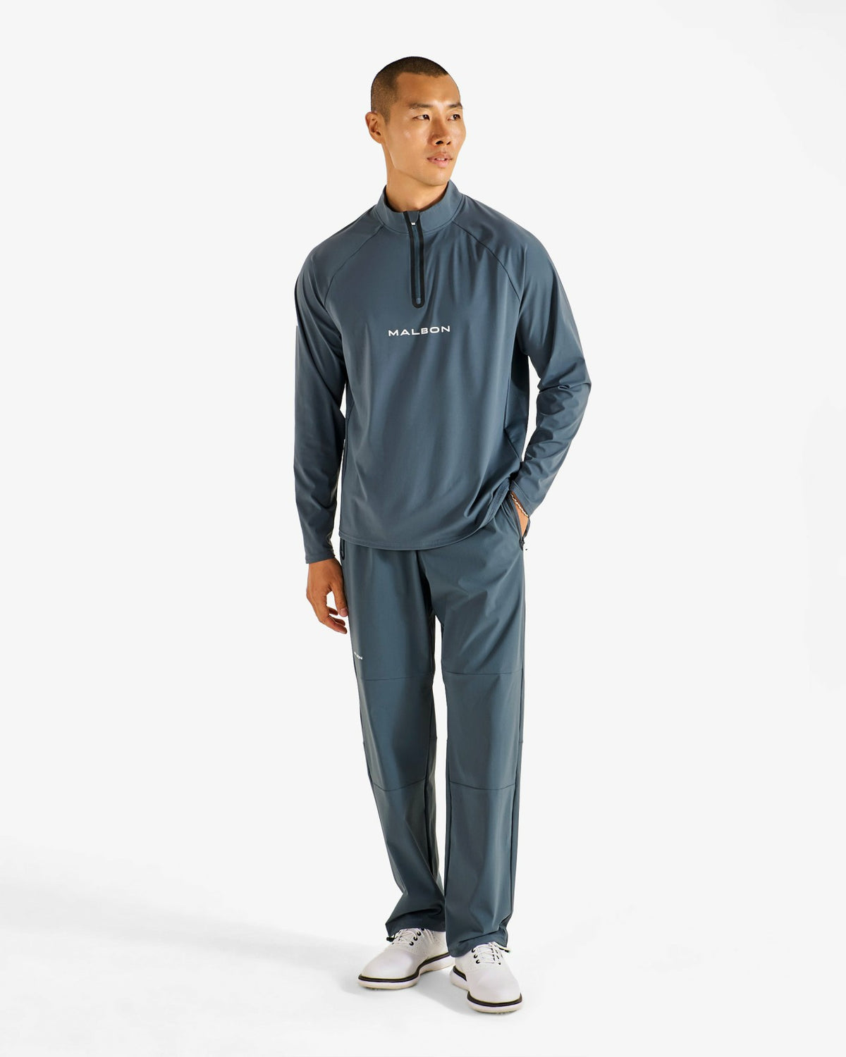 Performance Raglan Quarter Zip - Dark Slate Malbon Men