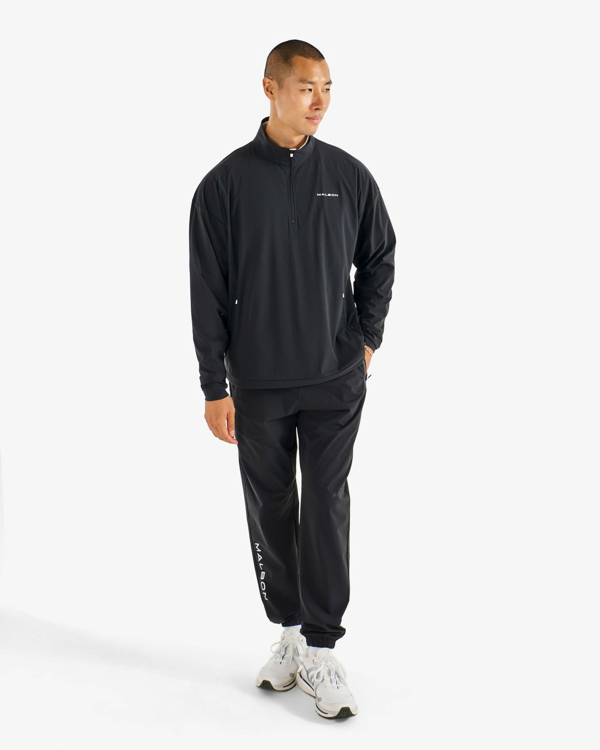 Performance Quarter Zip Shell Pullover - Black Malbon Men