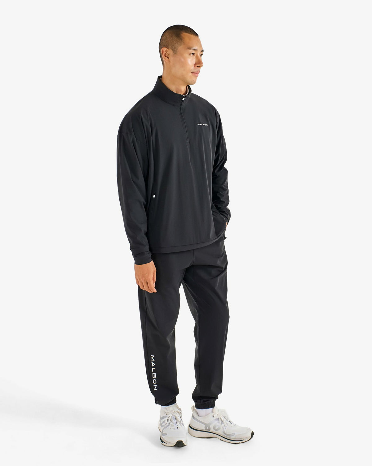 Performance Quarter Zip Shell Pullover - Black Malbon Men