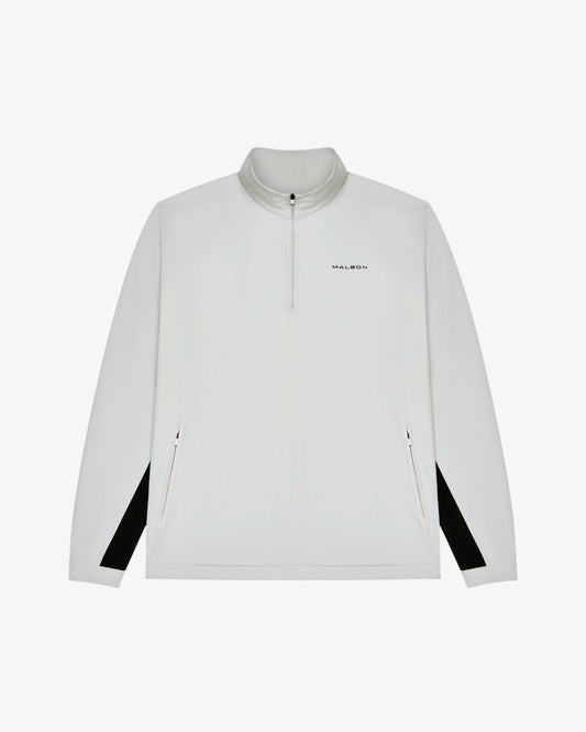 Performance Quarter Zip Shell Pullover - Silver / Black Malbon Men