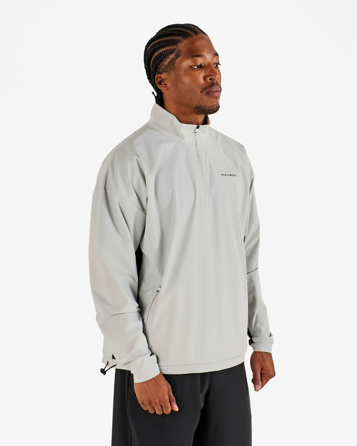 Performance Quarter Zip Shell Pullover - Silver / Black Malbon Men