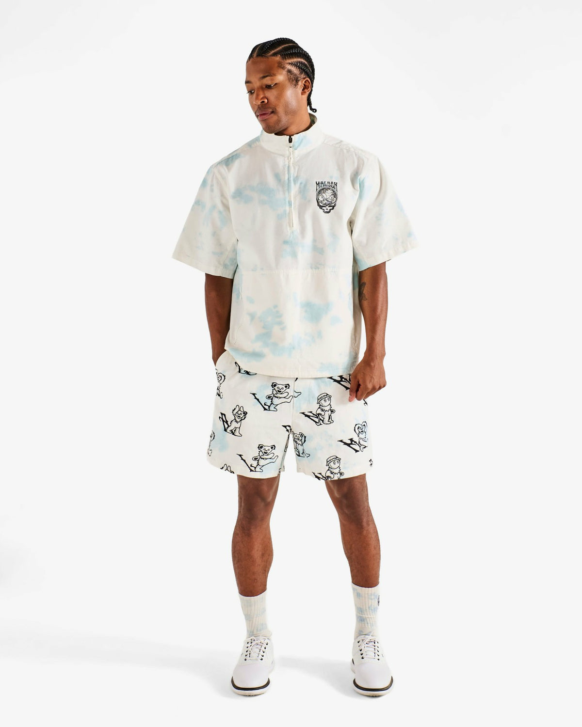 Grateful Dead Pine Reflection Windshirt - Light Blue Malbon Men