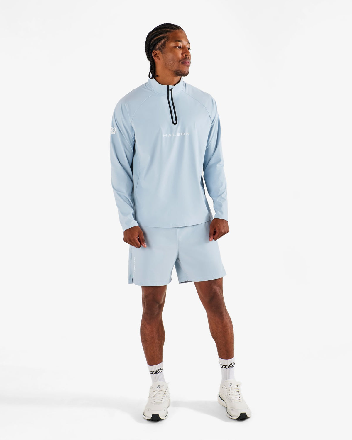 Performance Raglan Quarter Zip - Subdued Blue Malbon Men