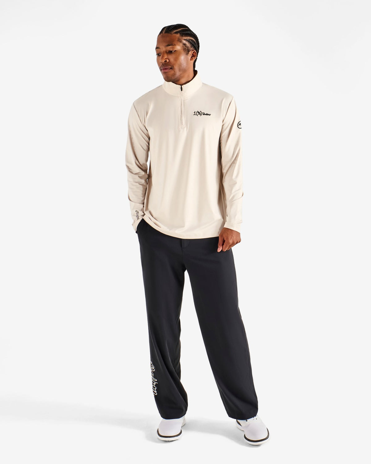 Ak 1% Perforated Quarter Zip - Dove Grey Malbon Men
