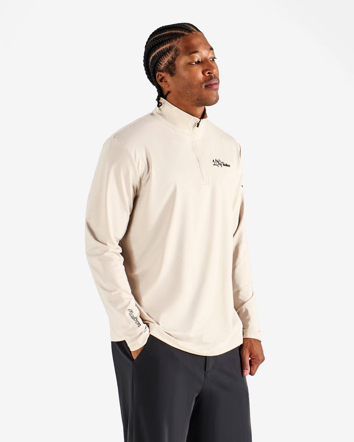 Ak 1% Perforated Quarter Zip - Dove Grey Malbon Men