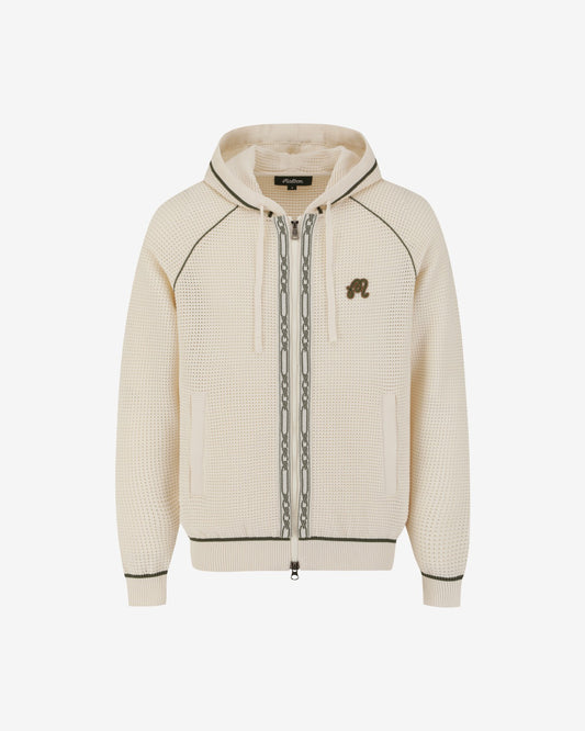 Studio Seoul Crochet Knit Full-Zip Hoodie - Cream Malbon Men