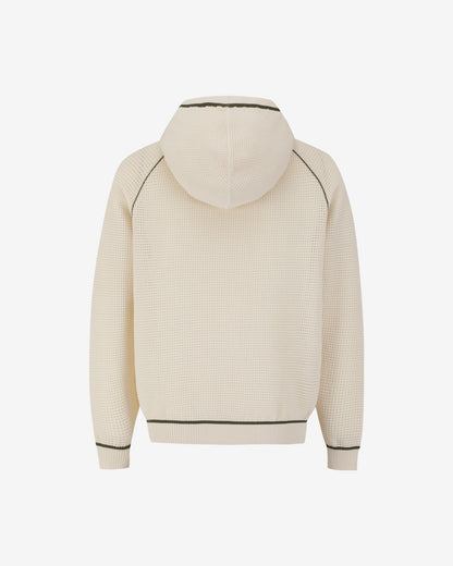Studio Seoul Crochet Knit Full-Zip Hoodie - Cream Malbon Men