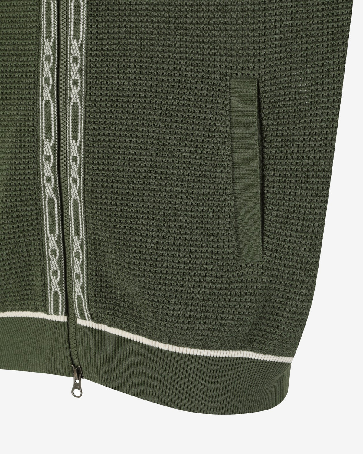 Studio Seoul Crochet Knit Full-Zip Hoodie - Dark Green Malbon Men