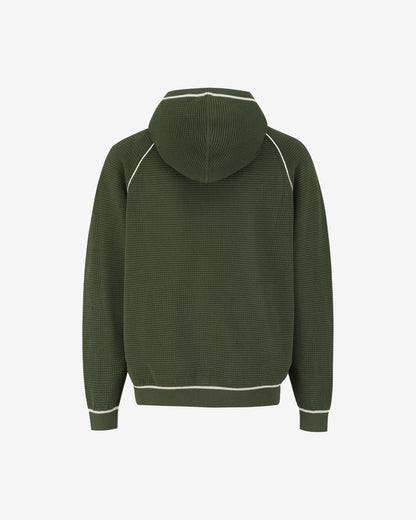 Studio Seoul Crochet Knit Full-Zip Hoodie - Dark Green Malbon Men