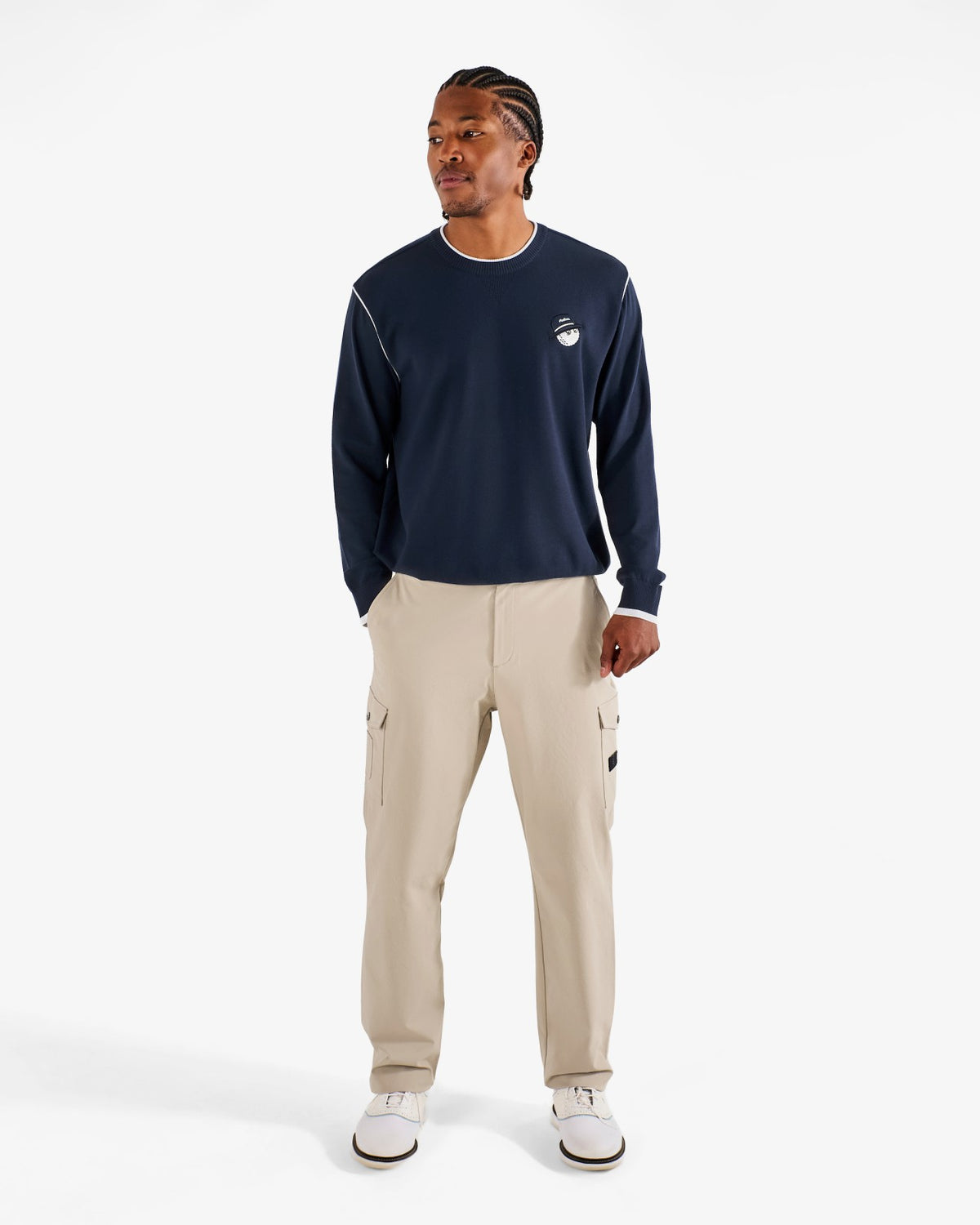 Studio Seoul Double-Knit Mens Pullover - Navy Malbon Men
