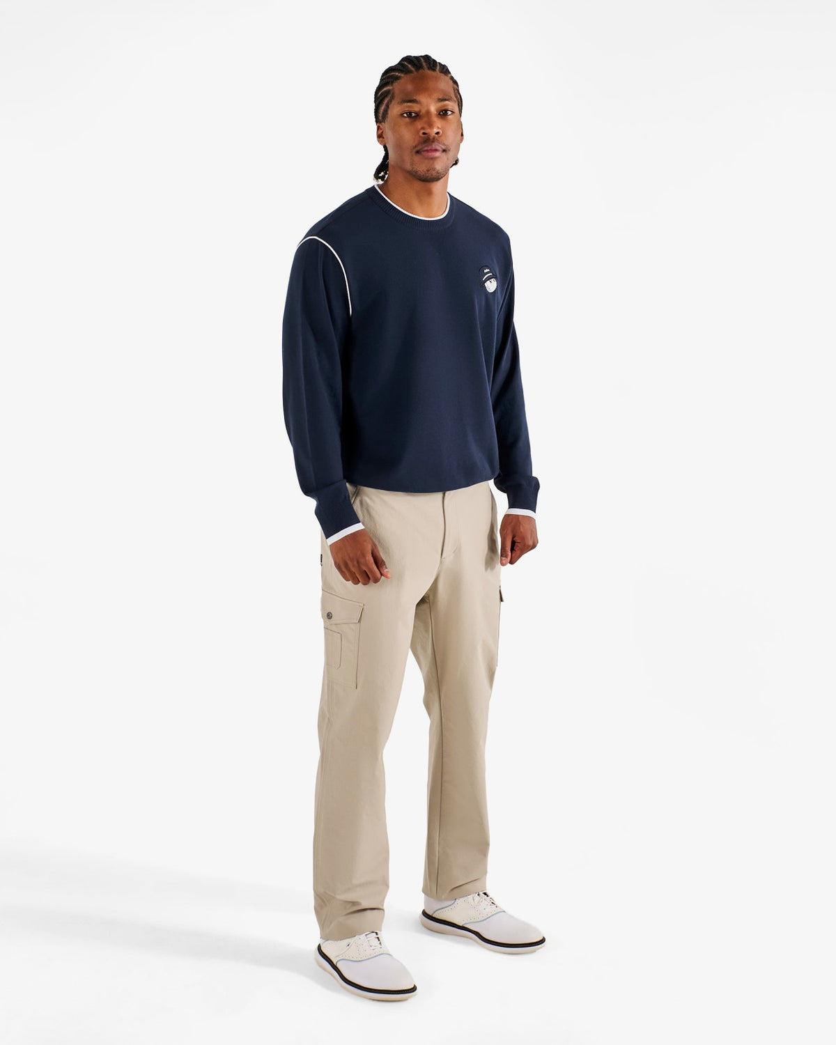 Studio Seoul Double-Knit Mens Pullover - Navy Malbon Men
