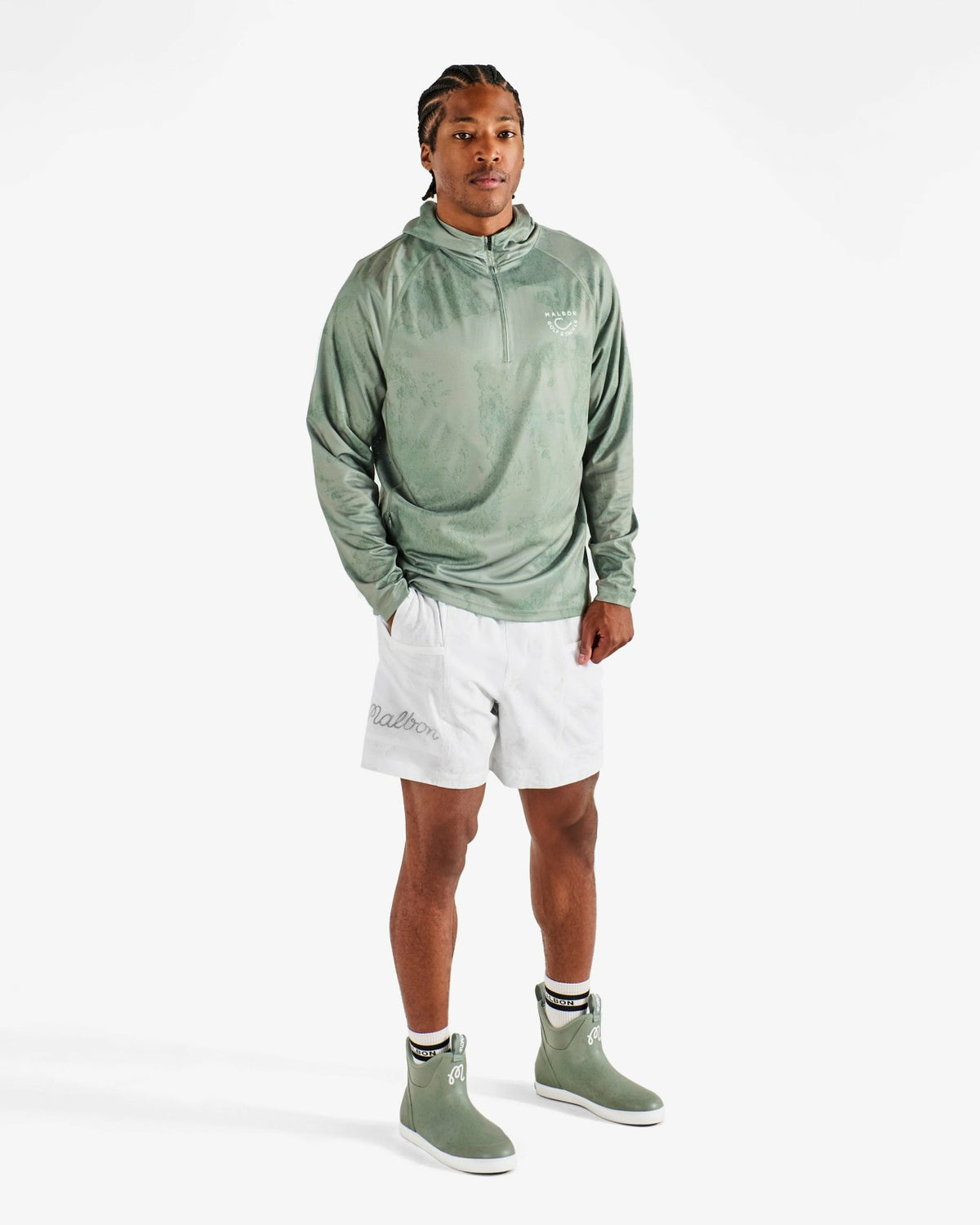 Mesh Basket Pocket Short - White Ripple Malbon Men