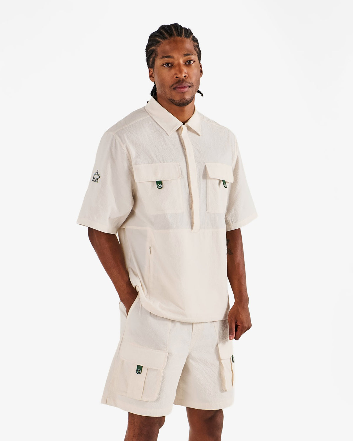 Bass Club Seersucker Windshort - Ivory Malbon Men