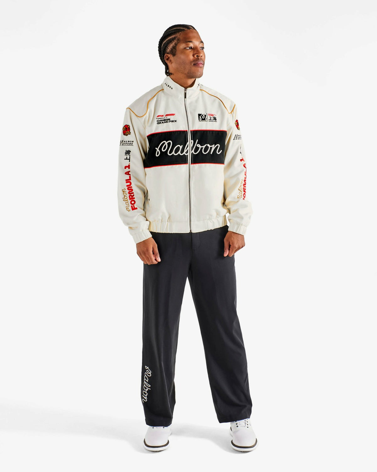 Gridlock Racing Jacket - Whisper White Malbon Men