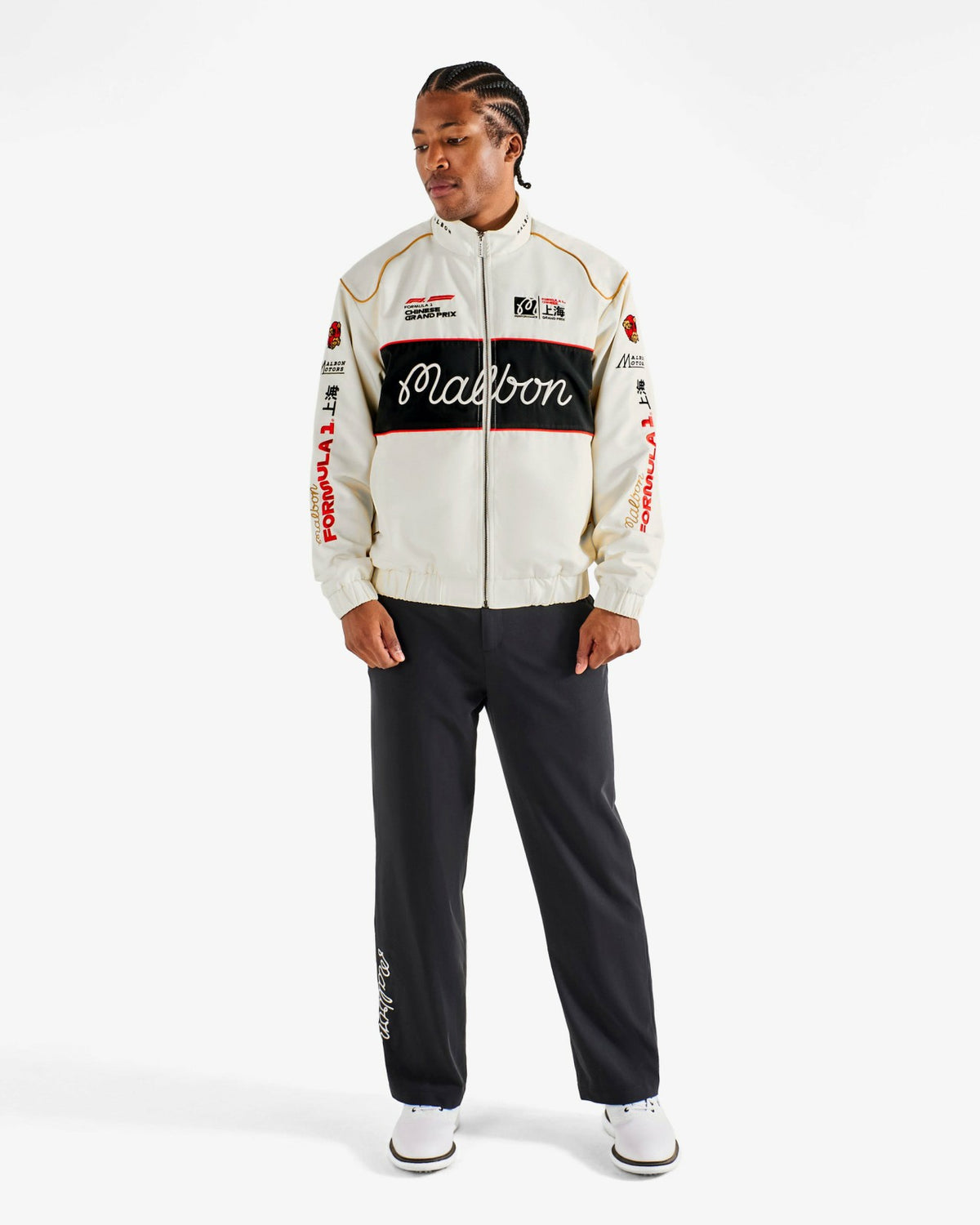Gridlock Racing Jacket - Whisper White Malbon Men