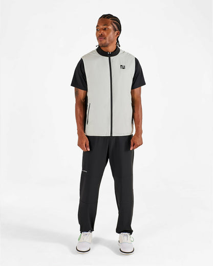 Performance Ribbed Panel Vest - Silver / Black Malbon Men