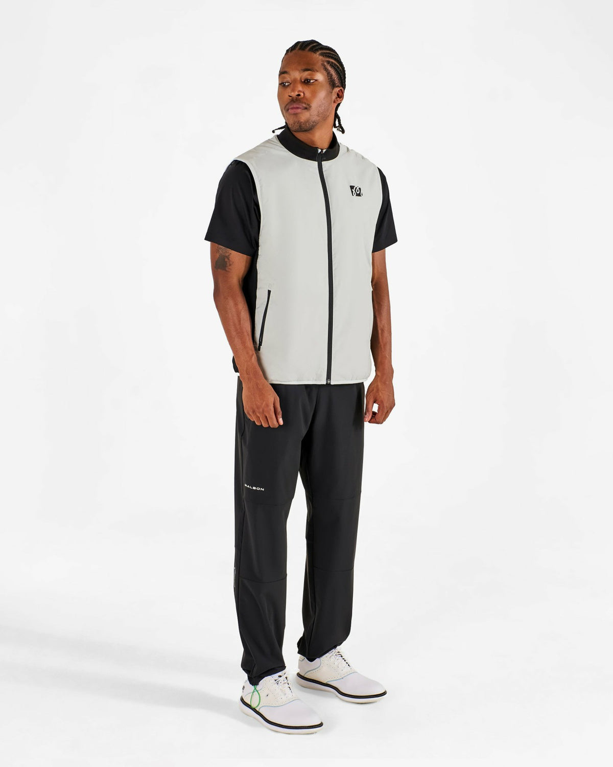 Performance Ribbed Panel Vest - Silver / Black Malbon Men