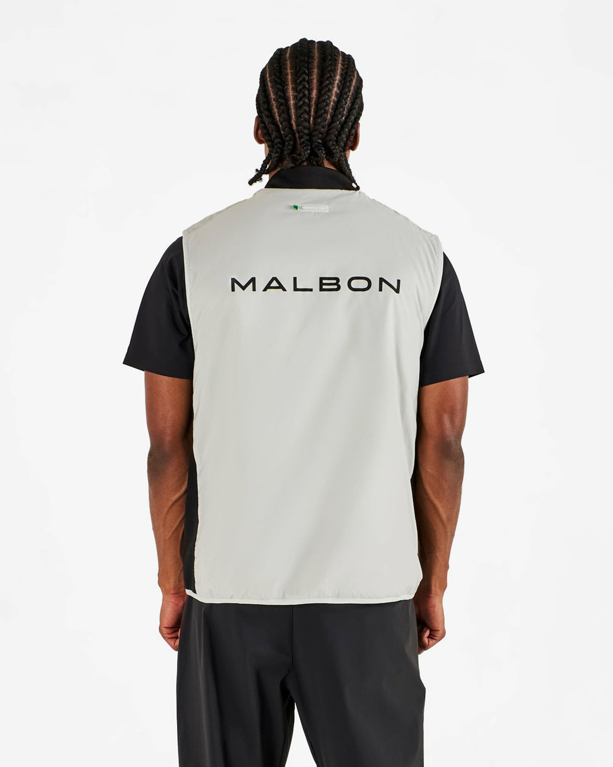 Performance Ribbed Panel Vest - Silver / Black Malbon Men