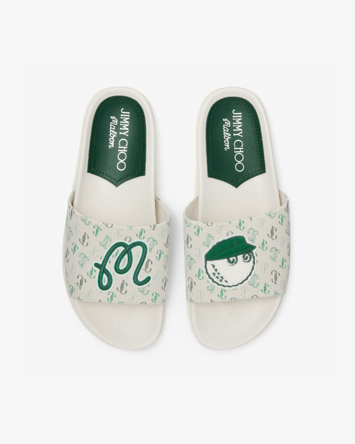 Jimmy Choo X Malbon Mens Slide - Latte/Malbon Green Malbon Men
