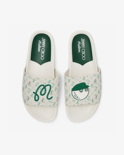 Jimmy Choo X Malbon Mens Slide - Latte/Malbon Green Malbon Men