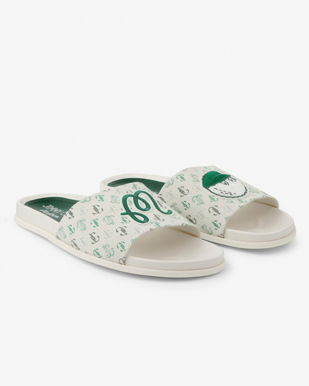 Jimmy Choo X Malbon Mens Slide - Latte/Malbon Green Malbon Men