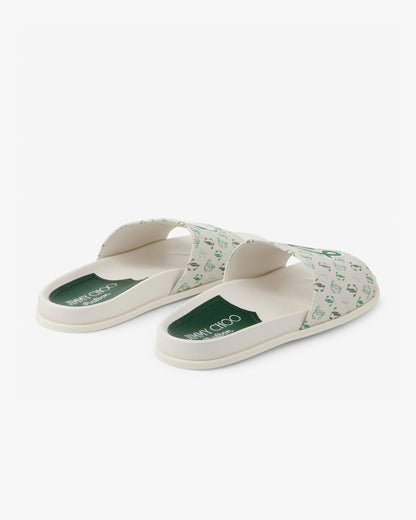 Jimmy Choo X Malbon Mens Slide - Latte/Malbon Green Malbon Men