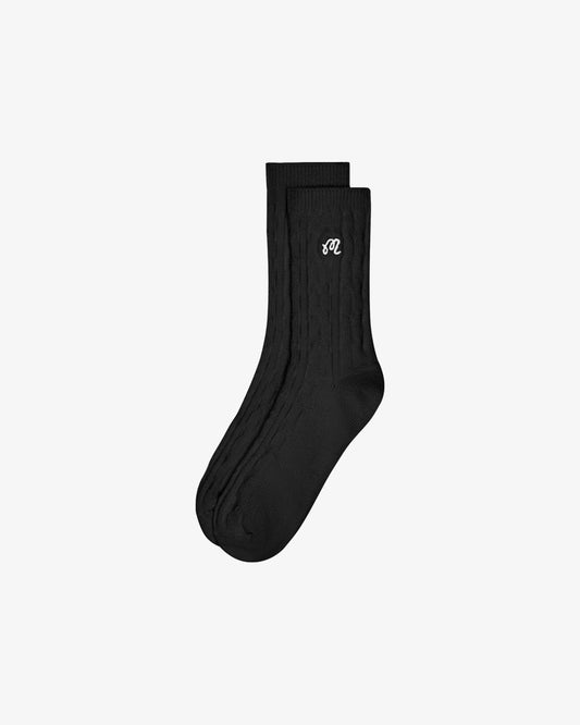 Cable Knit Sock - Black Malbon Men