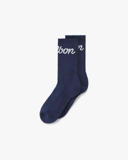 Bon Script Sock - Navy Malbon Men